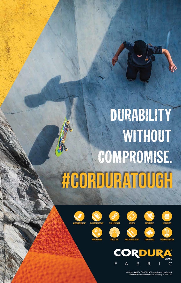Invista’s Cordura brand will exhibit the company’s new high performance #CorduraTough fabrics and products. © Cordura  